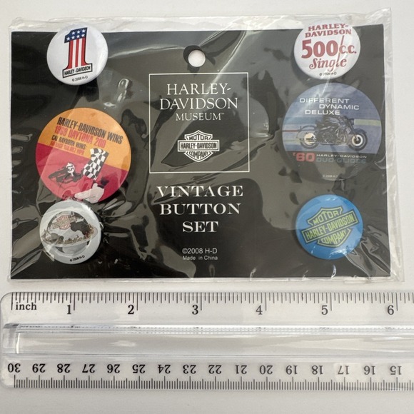 Harley-Davidson Museum Vintage‎ Button Set 2008 Lapel Vest Jacket Pin NEW Sealed - Picture 6 of 7